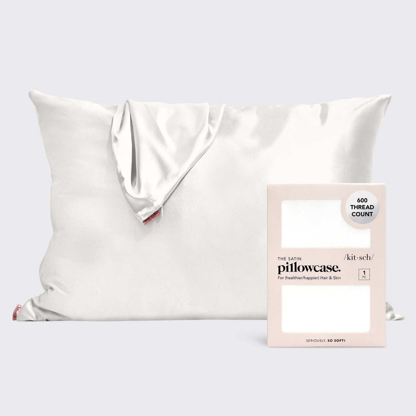 4 Taies d'oreiller en satin ivoire