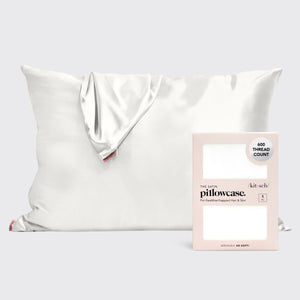 4 Taies d'oreiller en satin ivoire