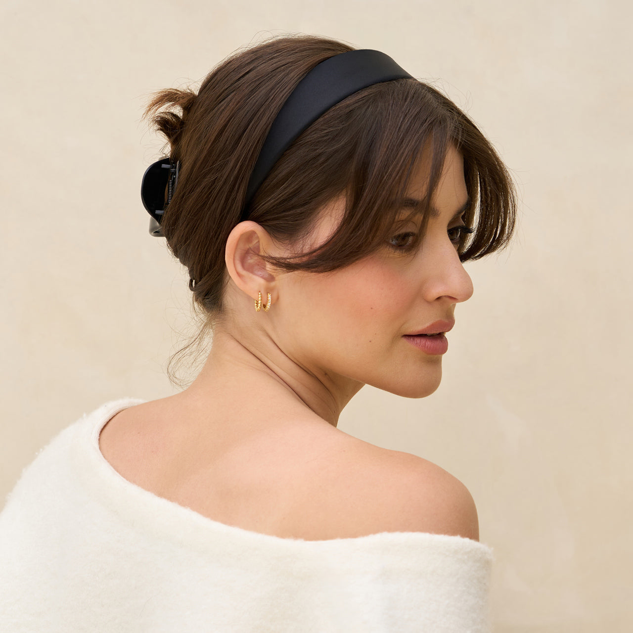 Diademas de satén y terciopelo negro y chocolate