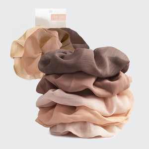 Crepe Scrunchie 5pc - Terrakotta