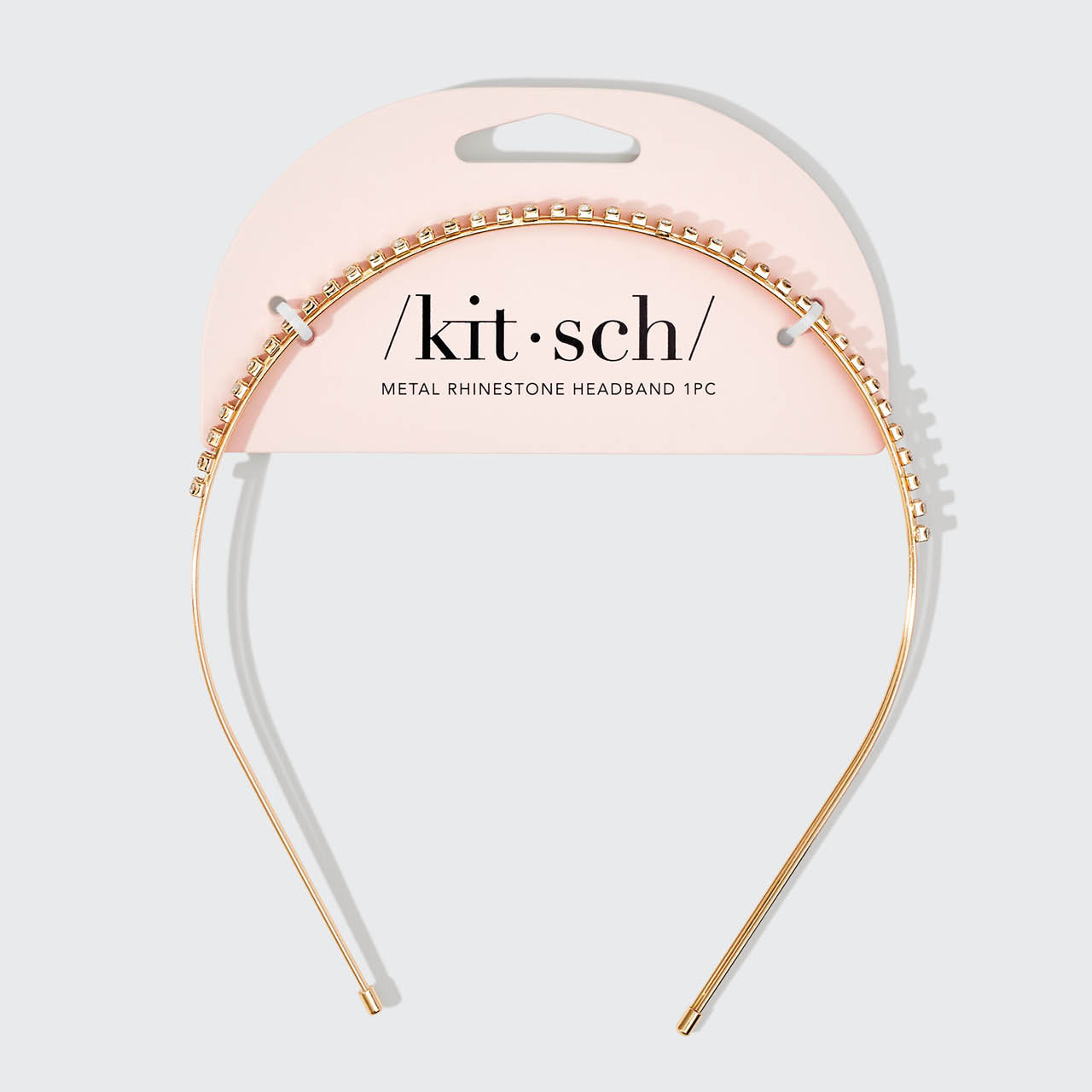 Bandeau double en métal doré et strass