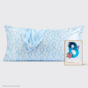 Bridgerton x Kitsch Funda de Almohada de Satén - Toile De Blue | King