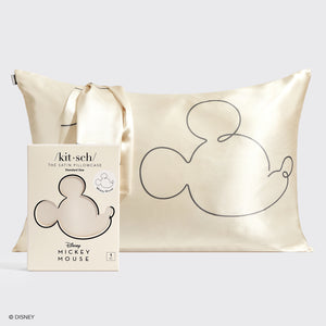 Fronha de Cetim Kitsch & Mickey e Minnie Padrão Mr. Mouse - Creme