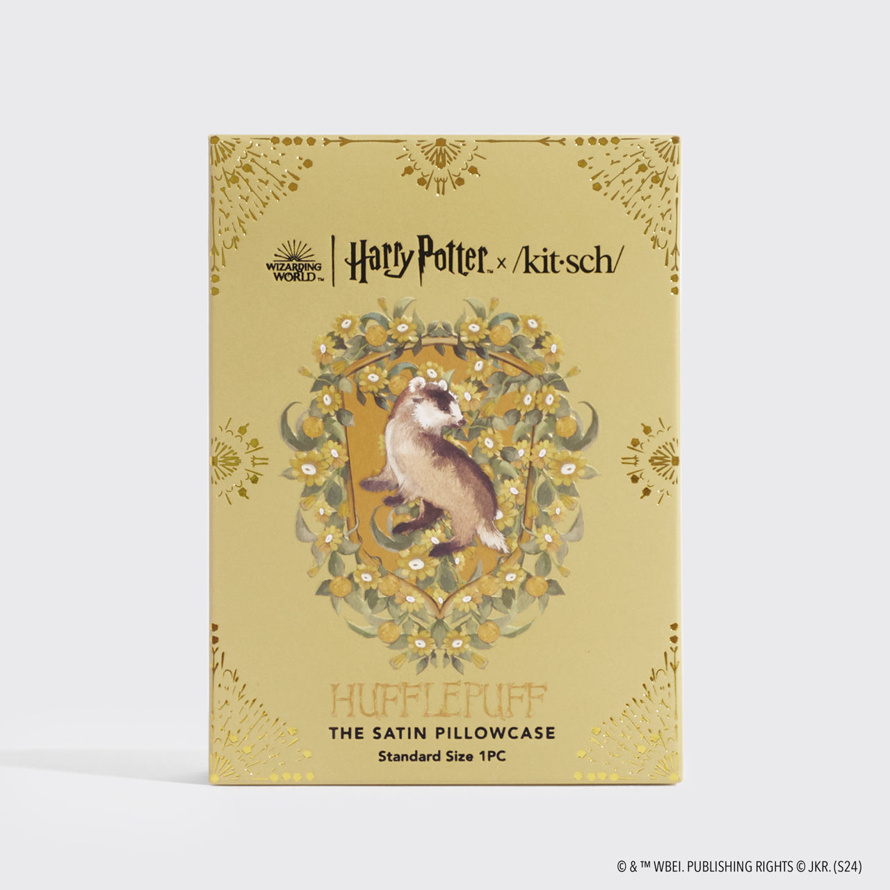 Kitsch x Harry Potter Satin-Kissenbezug Hufflepuff