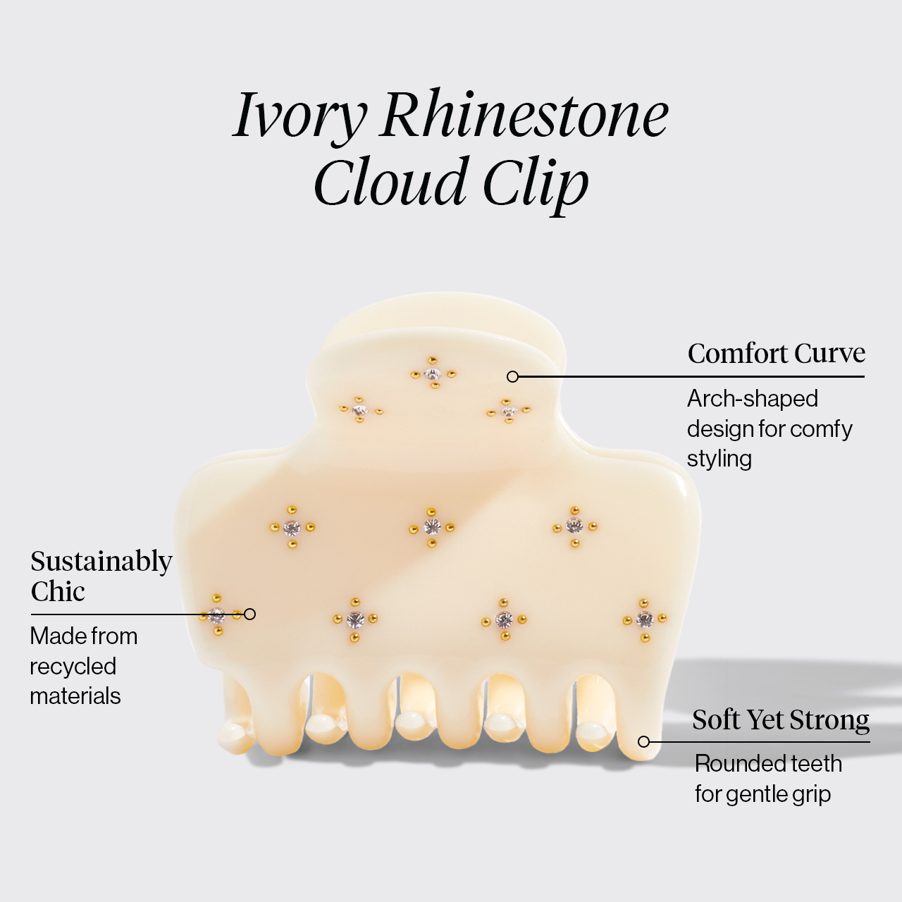Wolken-Haarclip mit Strass -  Elfenbein