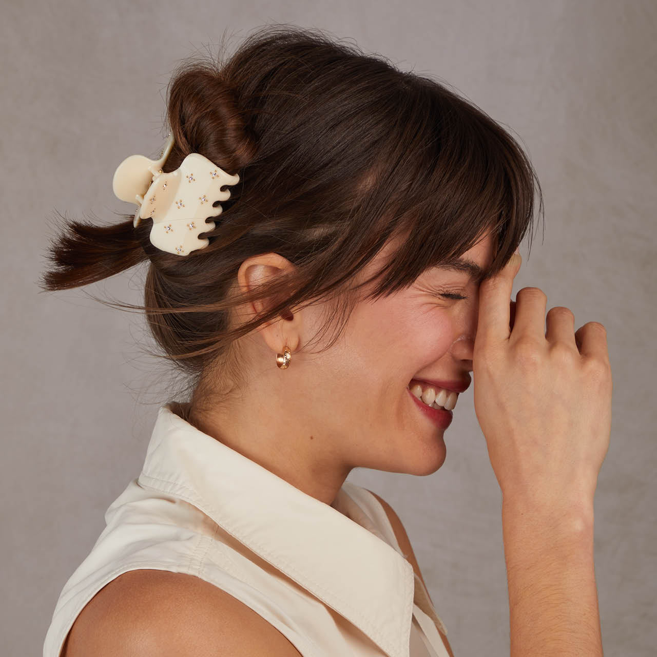 Wolken-Haarclip mit Strass -  Elfenbein