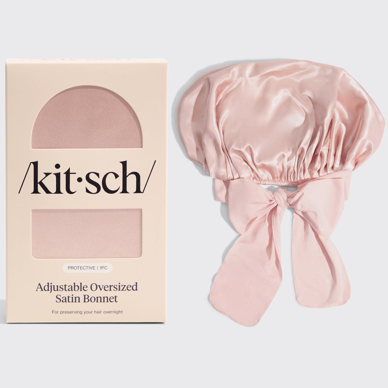 Ensemble bonnet de douche doublé de satin + bonnet oversize en satin Blush