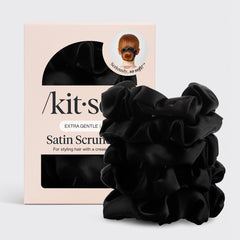Lot de 5 chouchous en satin pour dormir - Noir