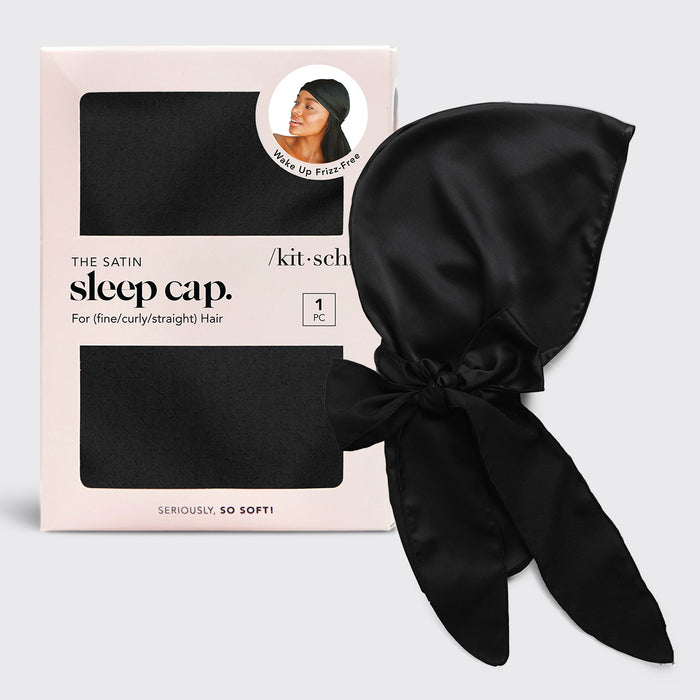 Satin Sleep Cap - Black