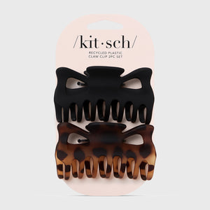 Black & Tort Claw Clips 2pc Set - Large