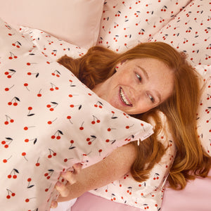 Taie d'oreiller en satin Cherry Print - King