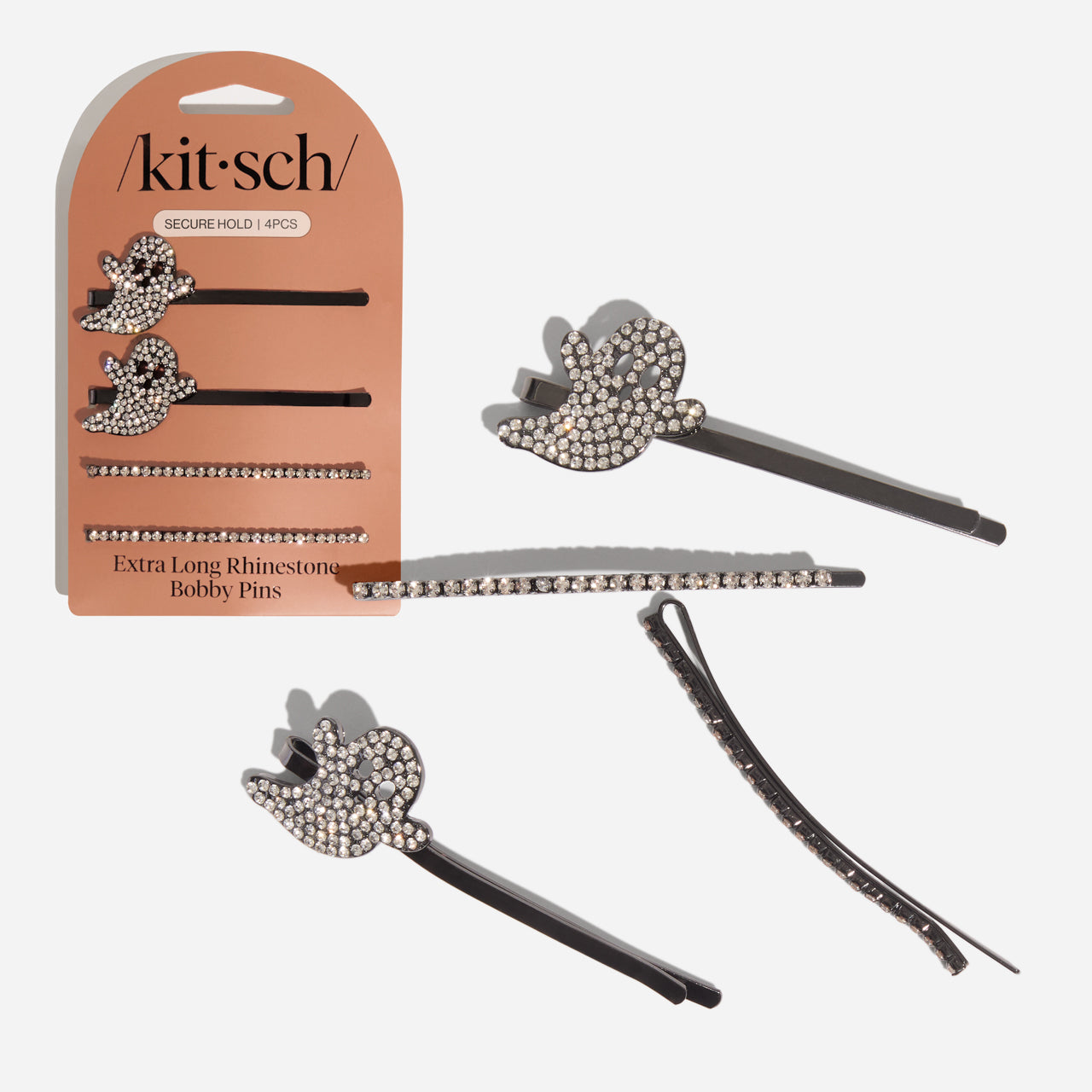 Épingles à cheveux fantôme XL en métal et strass