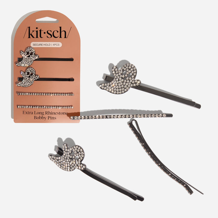 Épingles à cheveux fantôme XL en métal et strass