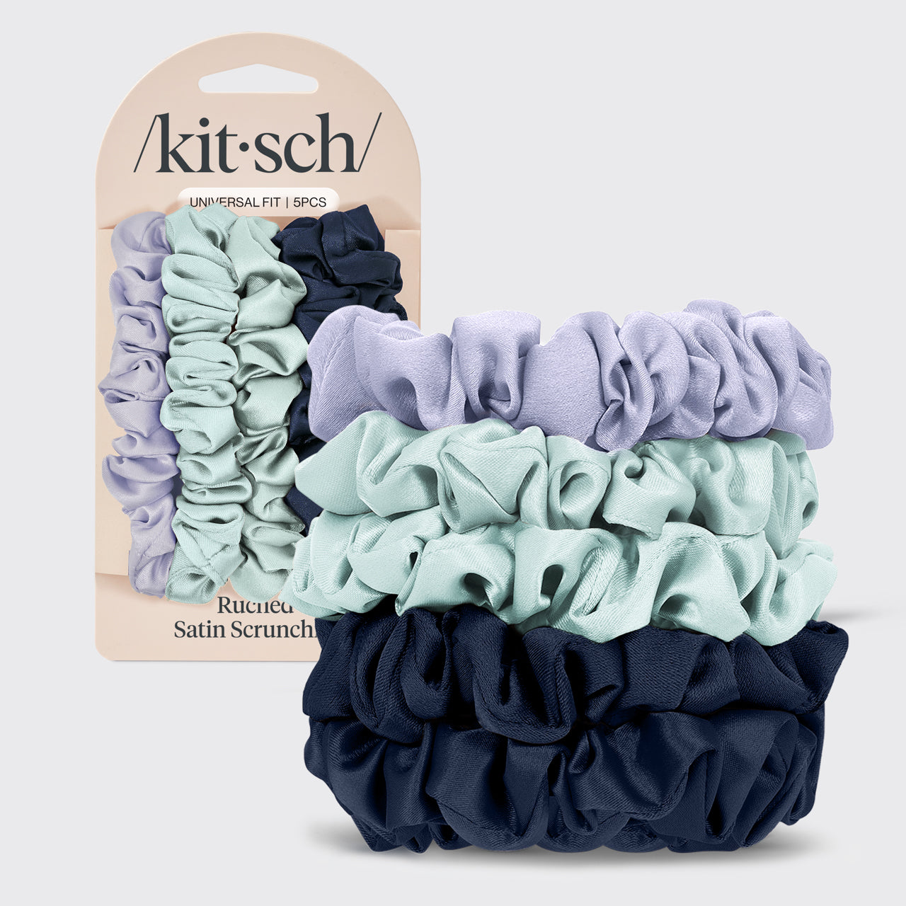 Conjunto de 5 peças de scrunchies de cetim franzidos - Garden Bouquet