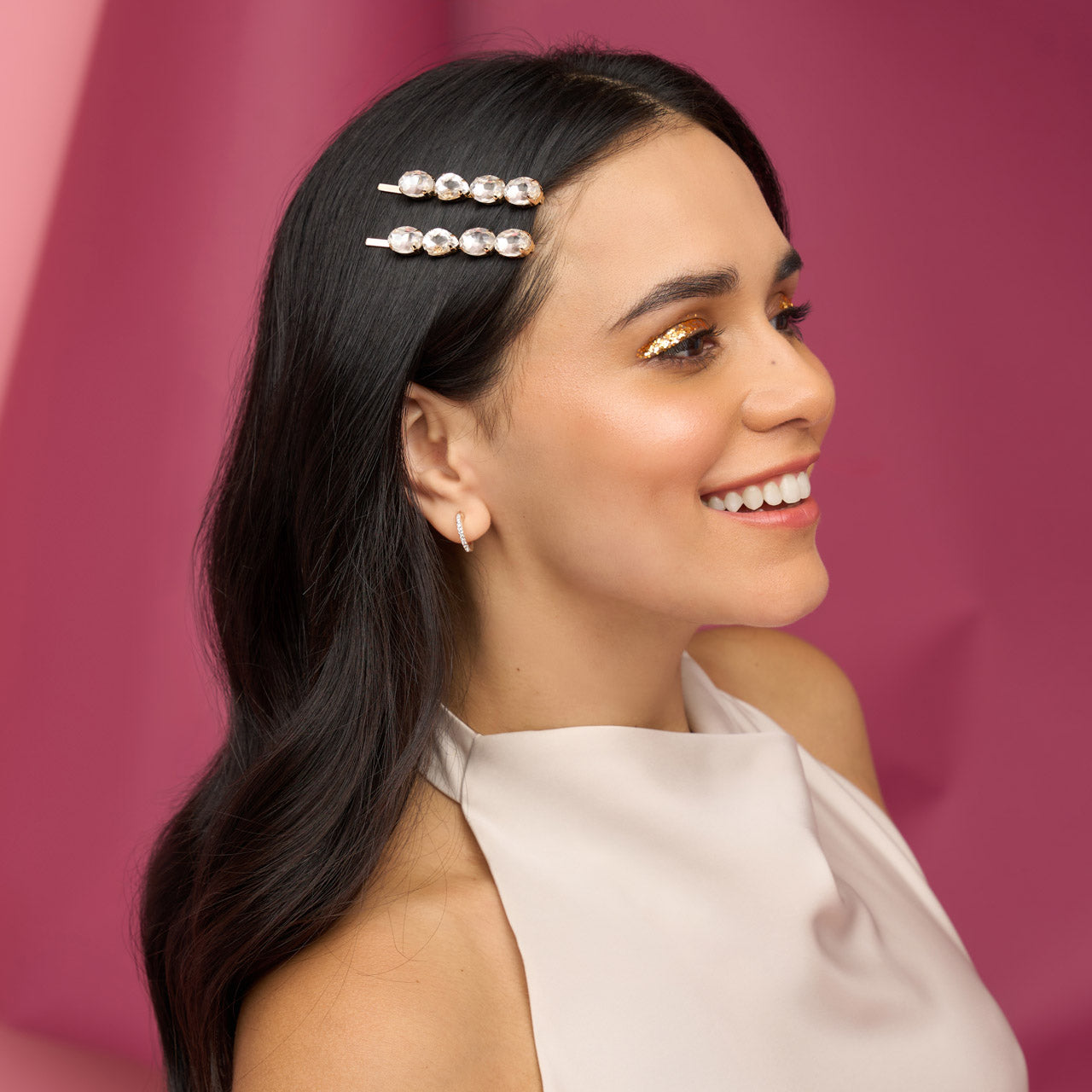 White Gemstone Bobby Pins