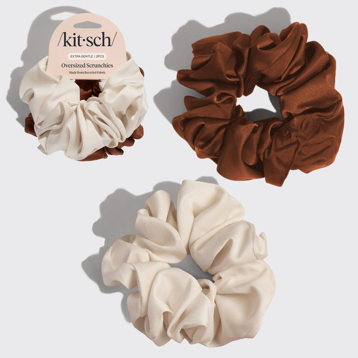 Scrunchies oversize color crema e cammello