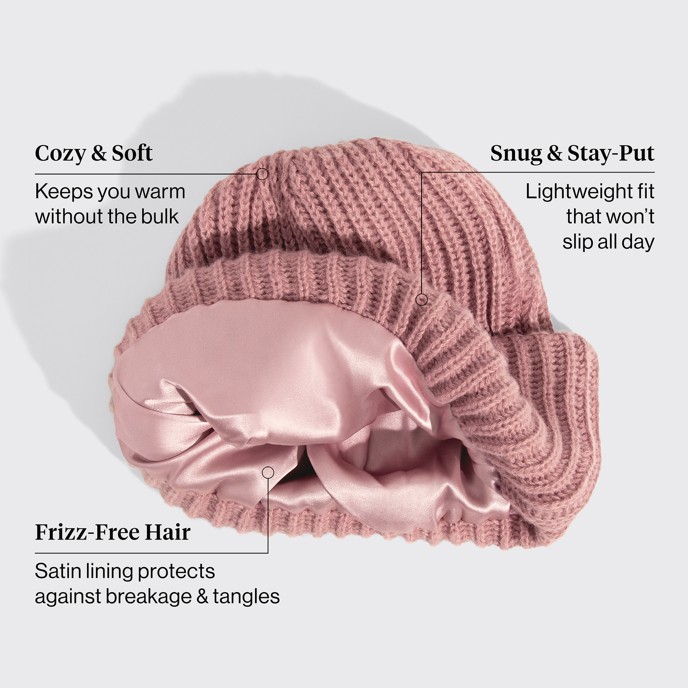 Glazey™ Satin-Lined Beanie in Blush