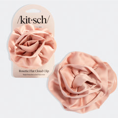 Pince Crabe Plate en Satin avec Rosette (Cloud Clip) - Terracotta - Moyenne