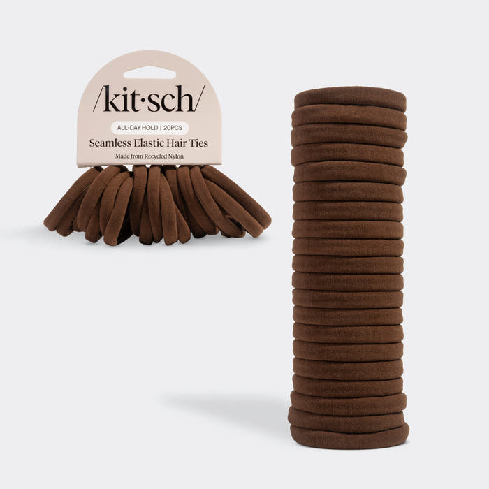 Set di 20 elastici per capelli senza cuciture color cioccolato