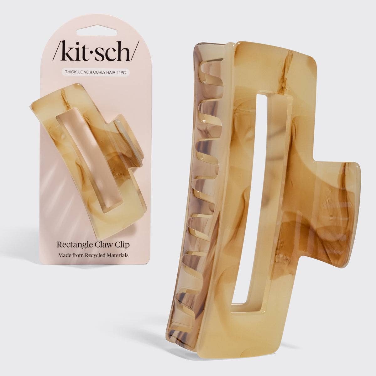 KITSCH Jumbo Open Shape Claw Clip Chocolate Marble - hero product shot