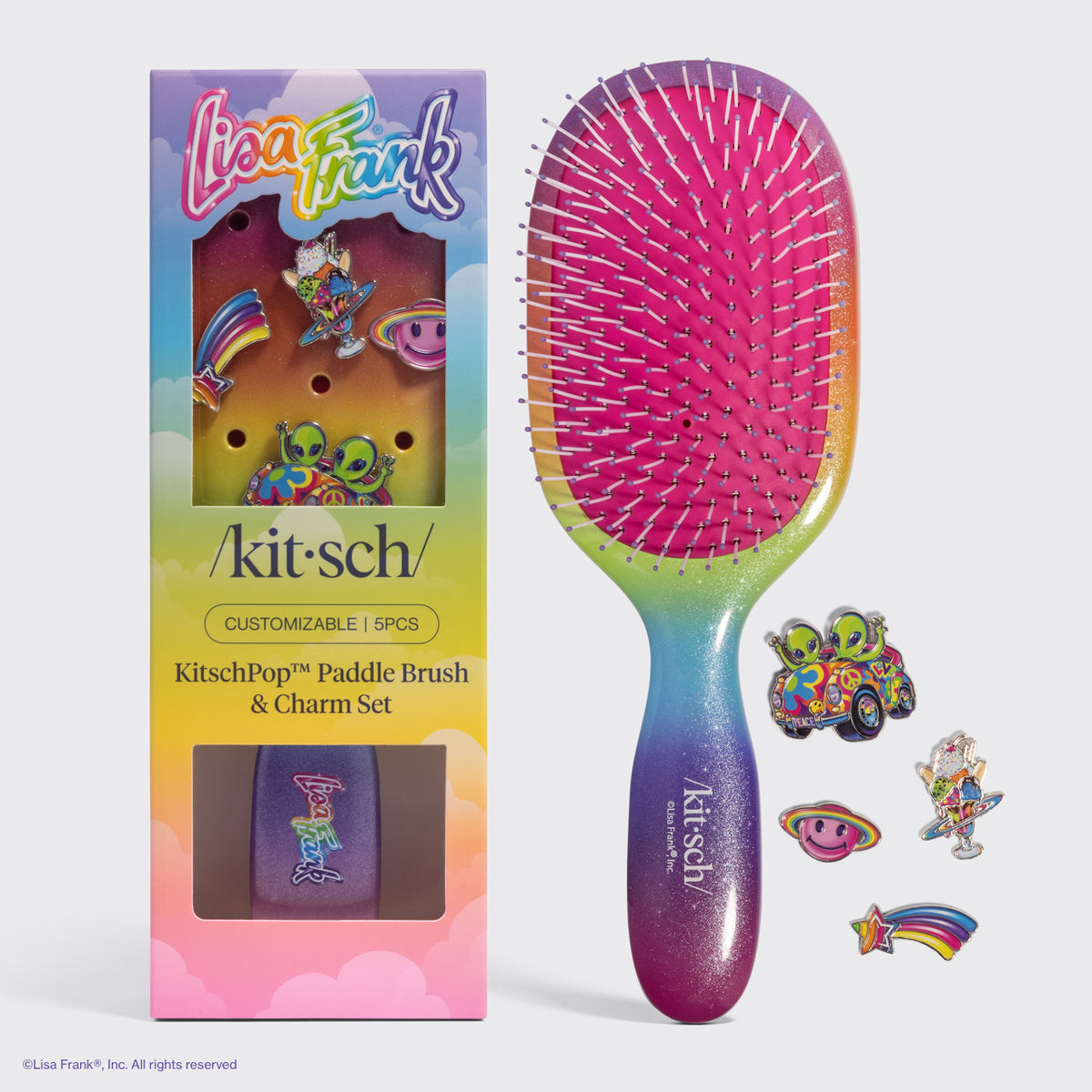 Lisa Frank x KitschPop Paddle Brush 5pc Set in Fantastic World of Lisa Frank - hero product shot