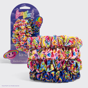 Lisa Frank x Kitsch Ruched Satin Scrunchies 4pc Set in Fantastic World of Lisa Frank - hero product shot