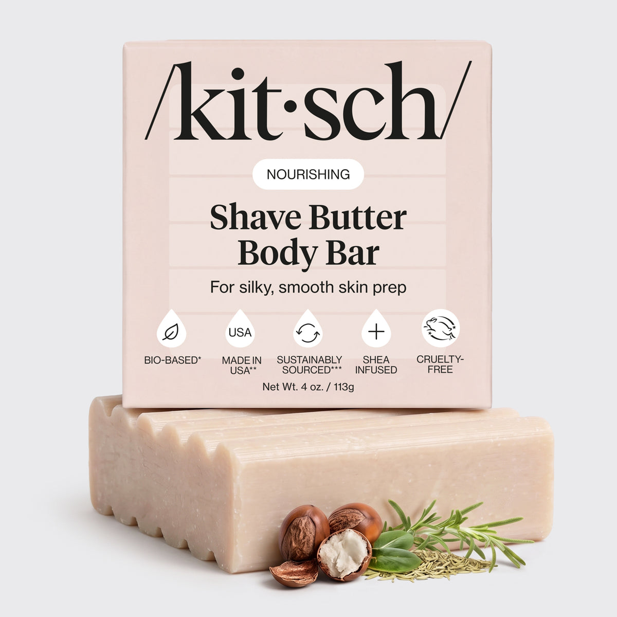 KITSCH Solid Shave Butter — hero product shot — Hydrating, buttery formula works to cushion your shave while nourishing your skin — for the smoothest shave ever, use with Kitsch Perfect Glide Safety Razor