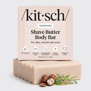 KITSCH Solid Shave Butter — hero product shot — Hydrating, buttery formula works to cushion your shave while nourishing your skin — for the smoothest shave ever, use with Kitsch Perfect Glide Safety Razor