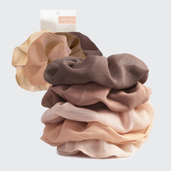 Scrunchie in tessuto crêpe 5pz - Terracotta