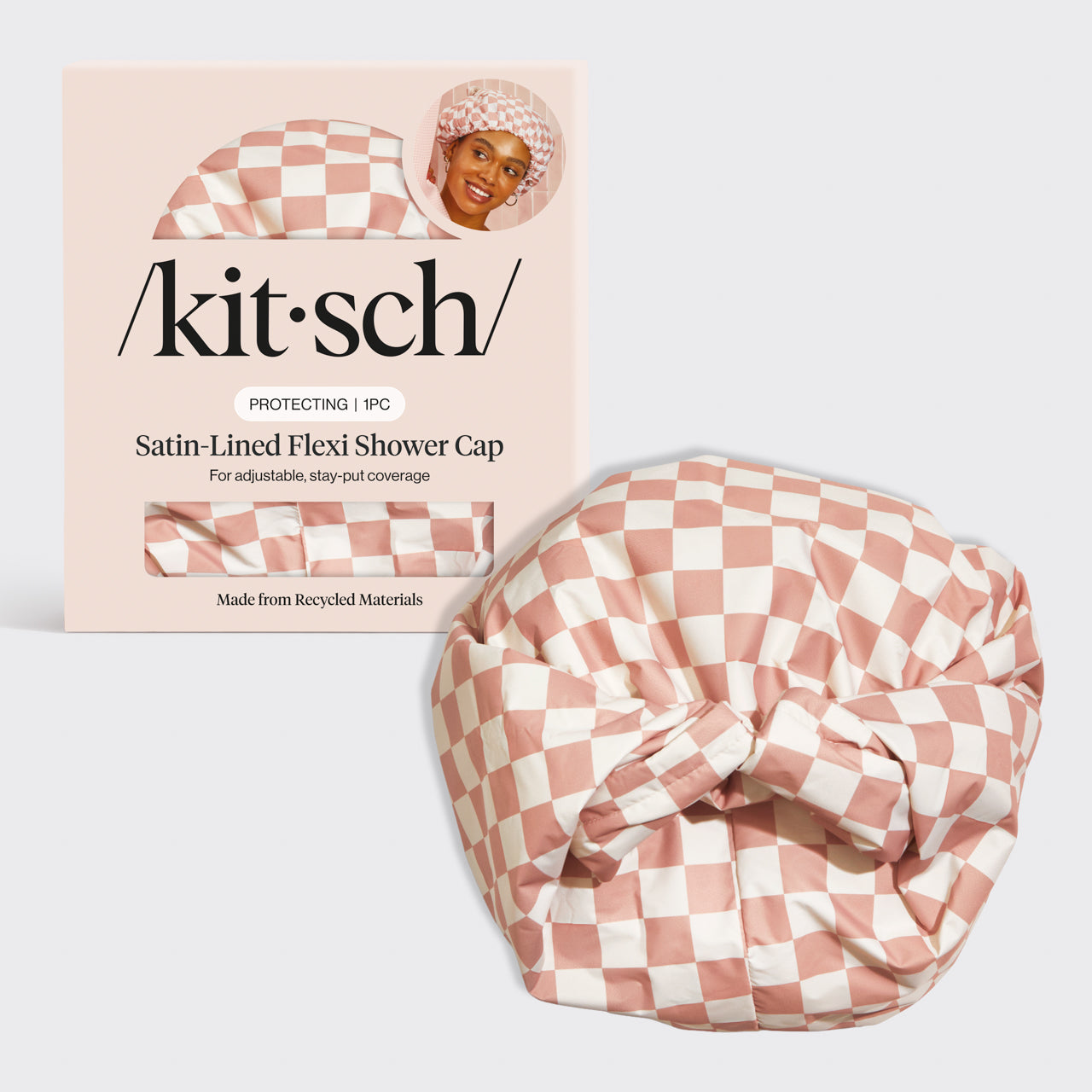 Gorro de ducha flexible con forro de satén -  Cuadros Terracotta