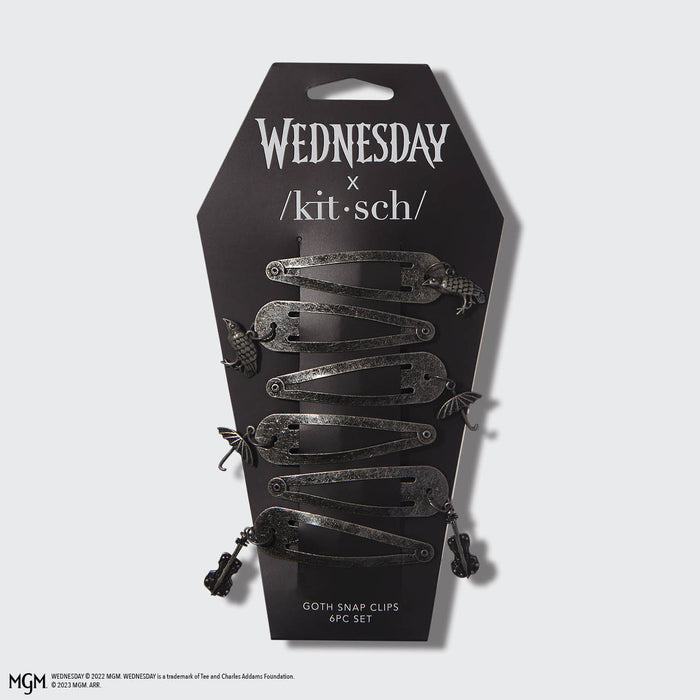 Kitsch x Wednesday Snap Clips 6pc Set in Goth