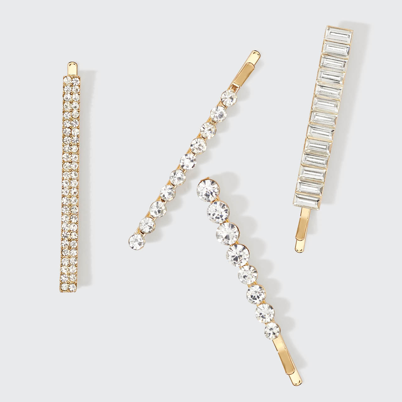 Alfinetes de metal com strass variados 4pcs - Ouro