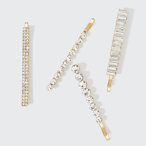 Alfinetes de metal com strass variados 4pcs - Ouro