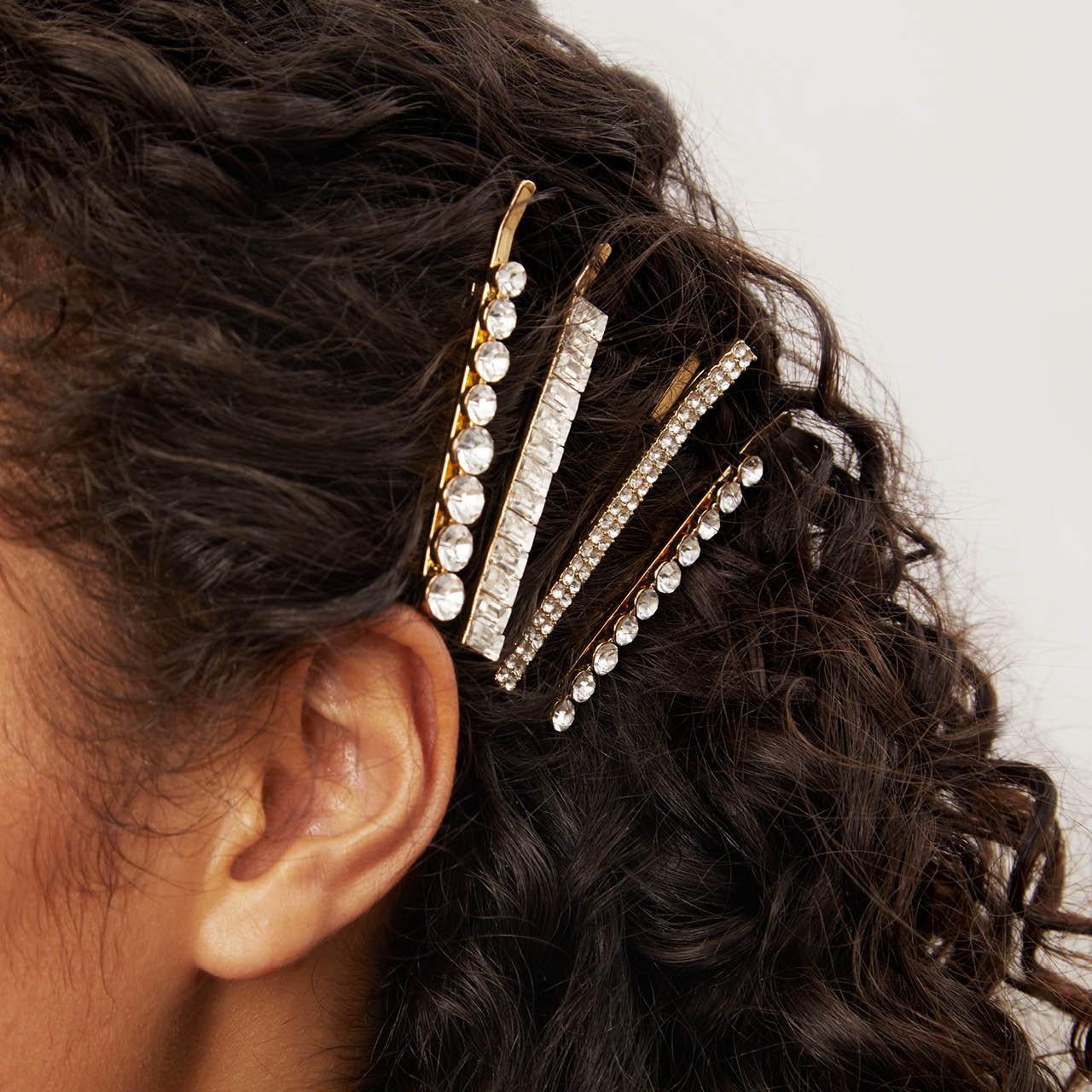 Alfinetes de metal com strass variados 4pcs - Ouro