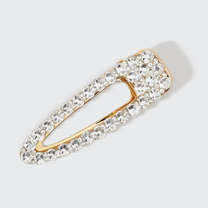 Gancho de cabelo de metal com strass de forma aberta grande 1 unidade - Ouro