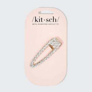Gancho de cabelo de metal com strass de forma aberta grande 1 unidade - Ouro