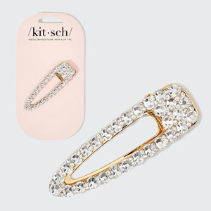 Gancho de cabelo de metal com strass de forma aberta grande 1 unidade - Ouro
