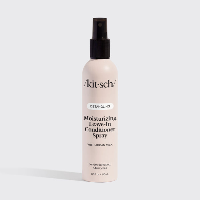 KITSCH Moisturizing Argan Milk Leave-In Conditioner — hero product shot — Infused with plant-based Actimilk™Argan to enhance hair softness by 35% after one hour — gently detangles wet & dry hair for softer, smoother, stronger strands
