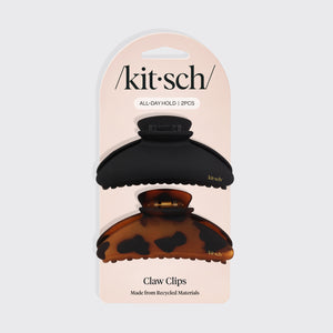 Black & Tort Curved Claw Clips 2pc Set - Medium