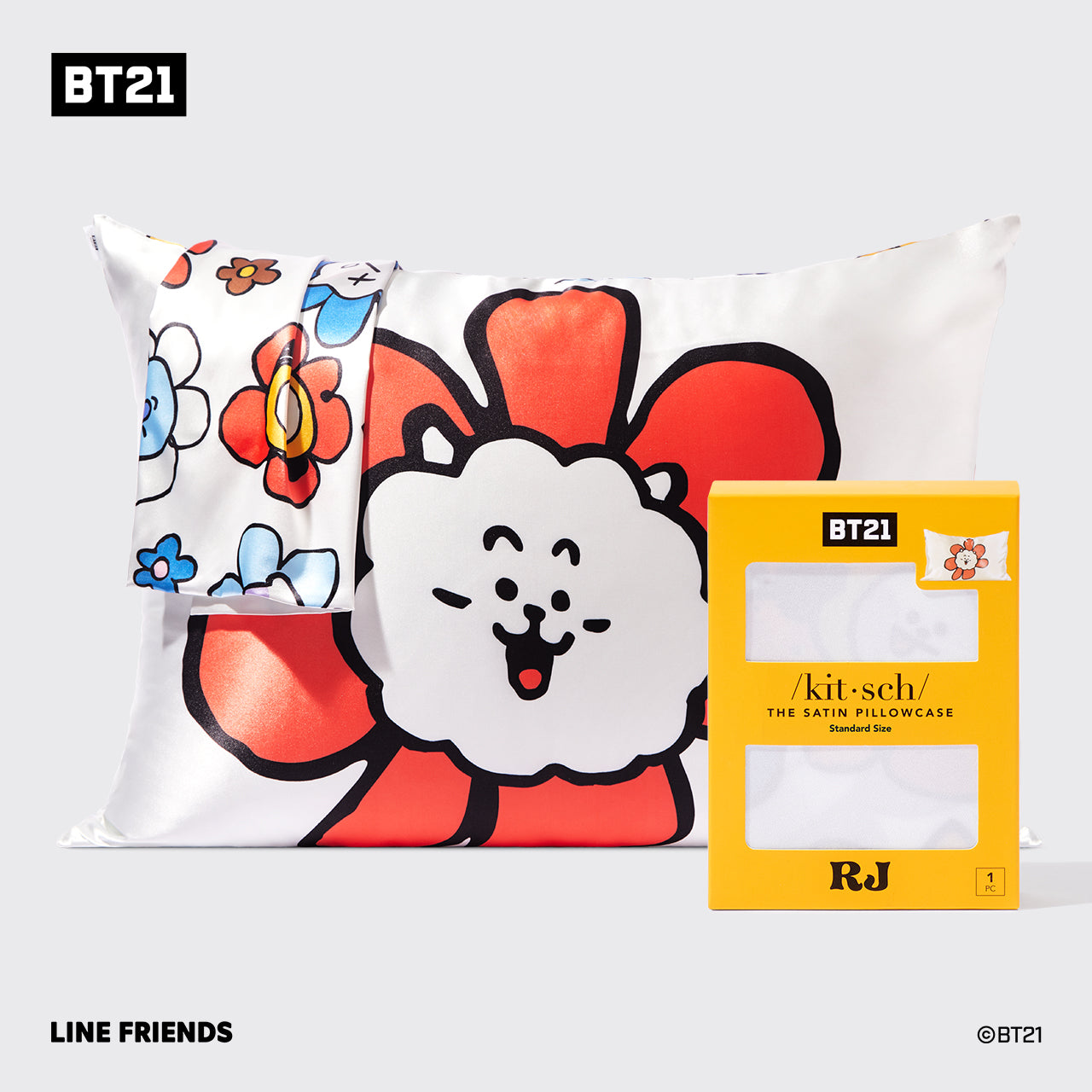 Funda de almohada de satén Kitsch x BT21 - RJ