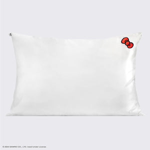 Taie d'oreiller en satin Hello Kitty x Kitsch - Ivoire Hello Kitty Bow