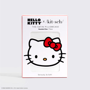 Taie d'oreiller en satin Hello Kitty x Kitsch - Ivoire Hello Kitty Bow