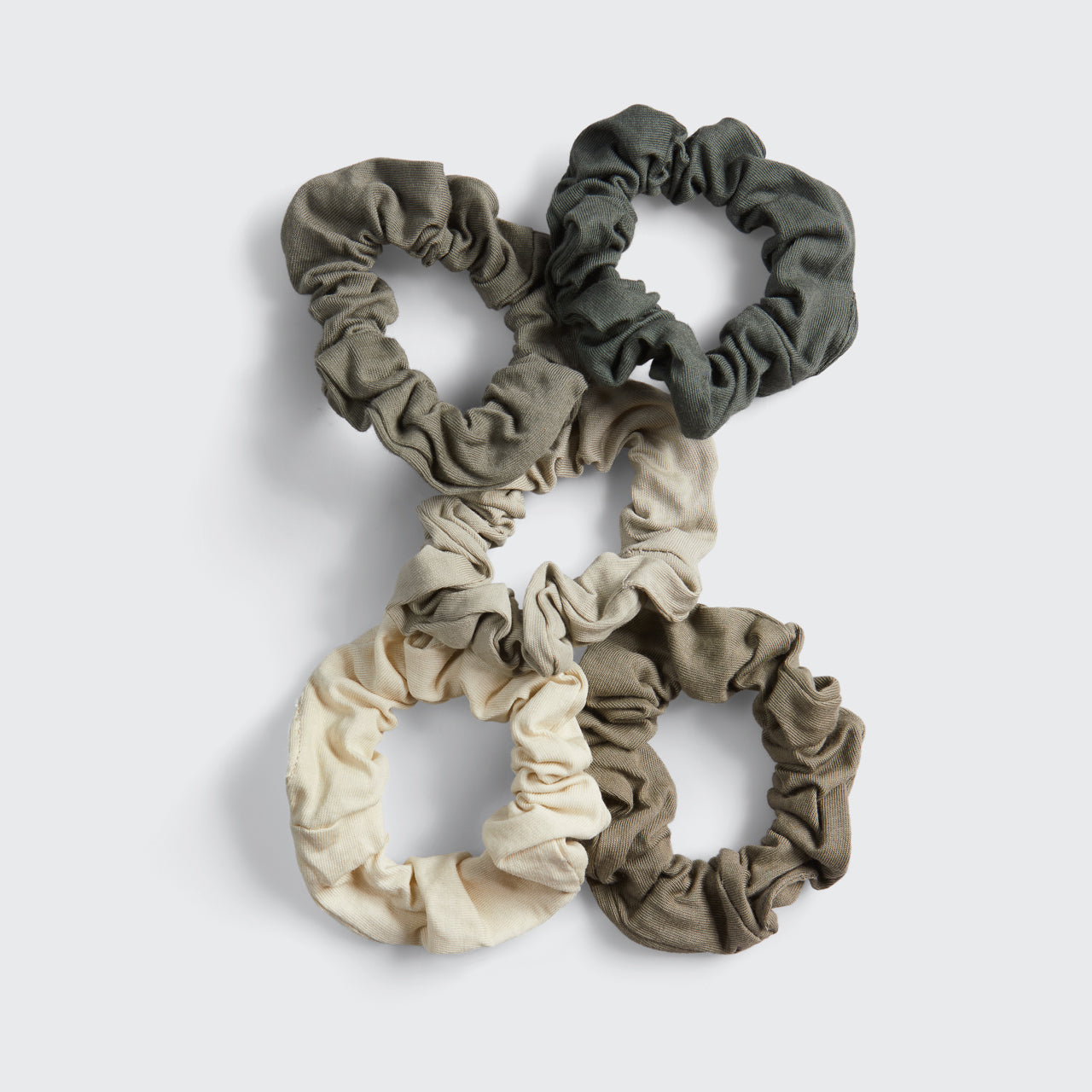 Gray & Cream Knit Scrunchies – 5pc Set