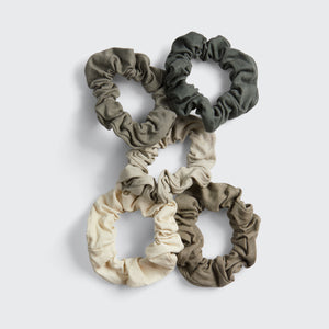 Gray & Cream Knit Scrunchies – 5pc Set
