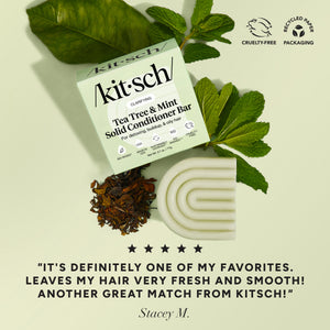 Five-star customer review of Kitsch Tea Tree & Mint Clarifying Conditioner Bar