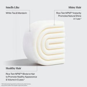 KITSCH Rice Water Conditioner Bar for Hair Growth — strengthening rice water conditioner bar ingredient close-up — 1 bar lasts up to 100 washes, helping reduce single-use plastic — free of parabens, phthalates, silicones & sulfates