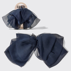 Fermaglio per capelli con fiocco in chiffon orchidea blu