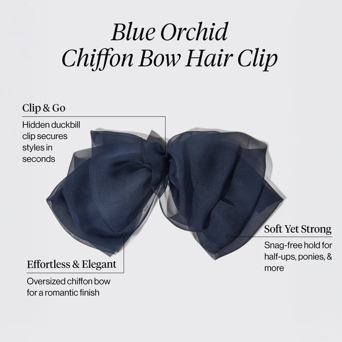 Chiffon Schleife Haarspange - Blaue Orchidee