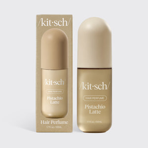Kitsch Pistachio Latte Hair & Body Perfume Mist bottle on a warm neutral background