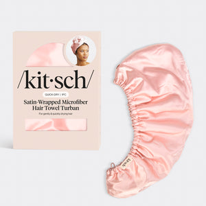 Toalha de cabelo enrolada em cetim - Blush